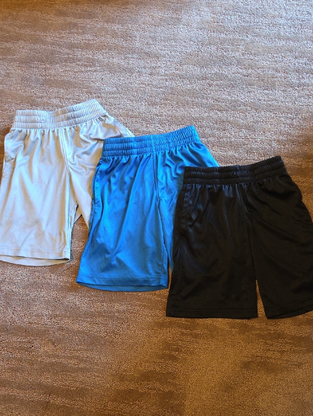 Set of 3 - Kids Athletic Shorts in Bright Blue, Gray, & Black